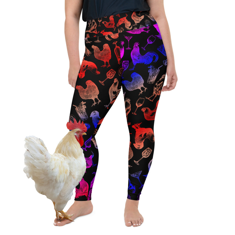 Womens Chicken Rooster Leggings, Yoga Pants
