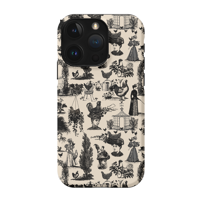 Chicken Lady Toile Black and Ivory Phone Case