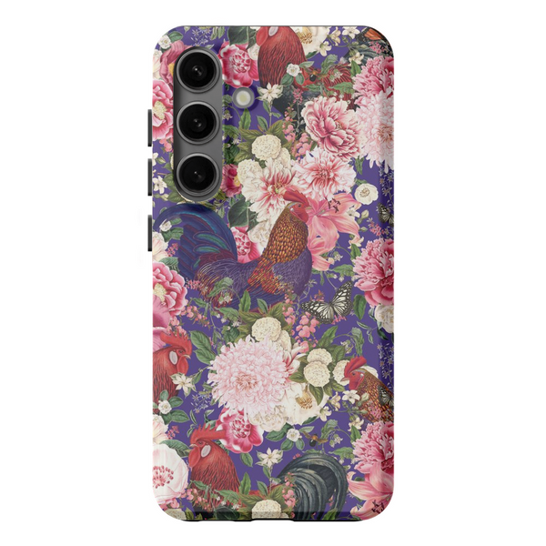 Secret Chicken Garden Indigo Roosters Phone Case