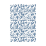 Chicken Lady Toile Wrapping Paper, Delft Blue