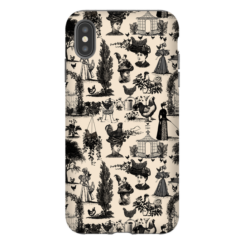 Chicken Lady Toile Black and Ivory Phone Case