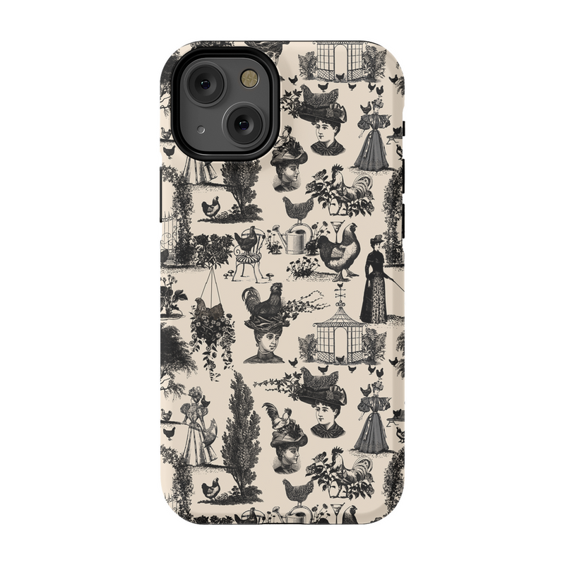 Chicken Lady Toile Black and Ivory Phone Case