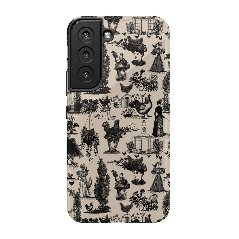 Chicken Lady Toile Black and Ivory Phone Case