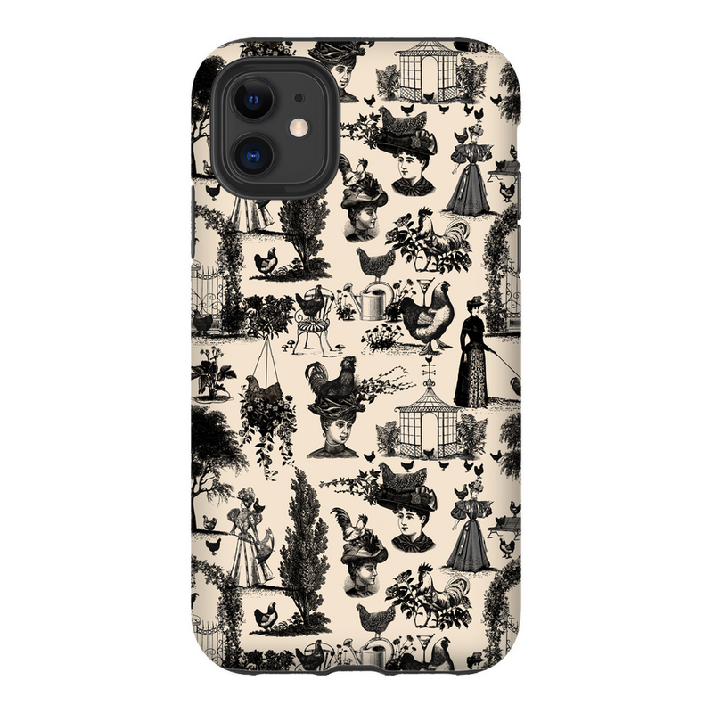 Chicken Lady Toile Black and Ivory Phone Case