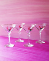 Vintage Atomic Rooster Martini Glasses, set of 4