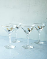 Vintage Atomic Rooster Martini Glasses, set of 4