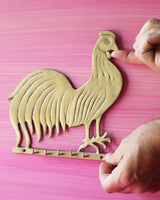 Vintage Brass Rooster Key Holder