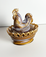 Vintage Imperial Glass Slag Rooster on Nest
