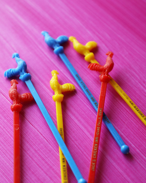 Vintage Bar Plastic Chicken Stir Sticks, sets of 6 and 5