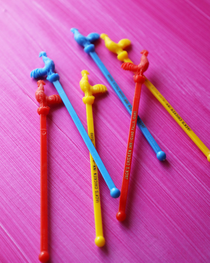 Vintage Bar Plastic Chicken Stir Sticks, sets of 6 and 5