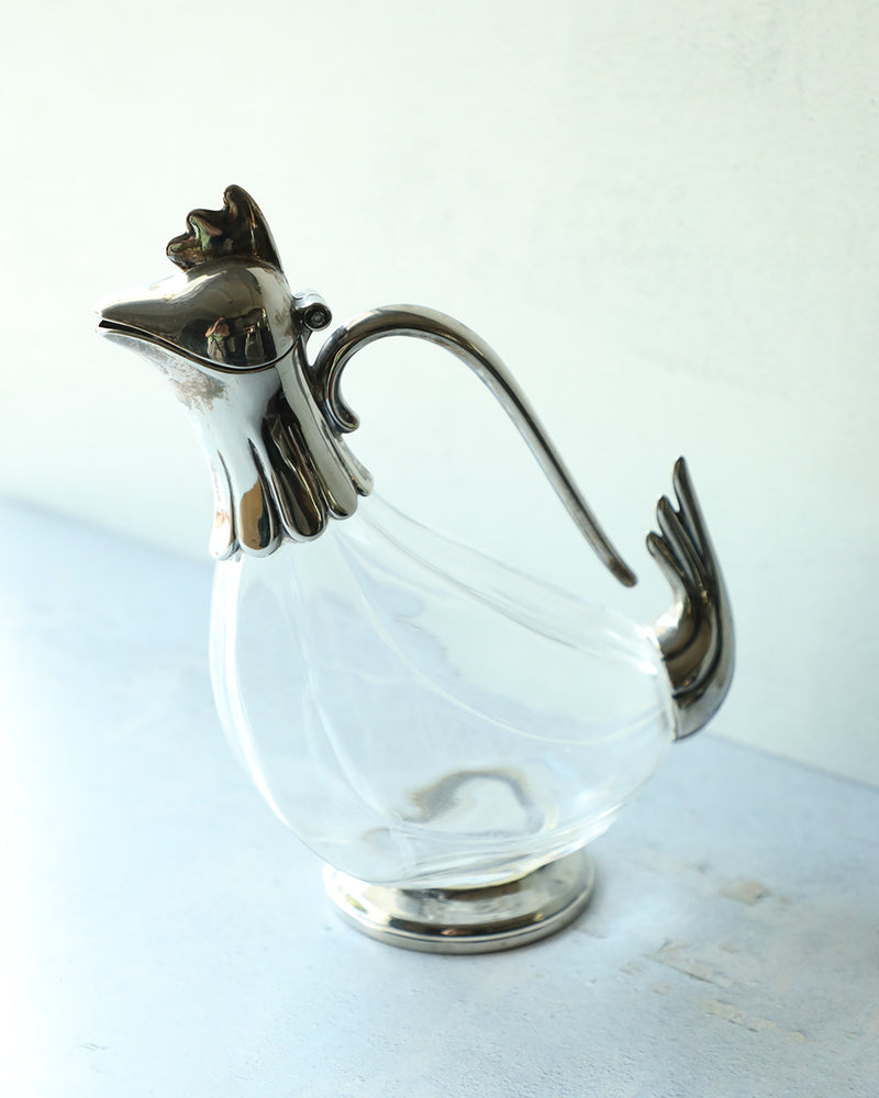 Vintage Silver and Glass Chicken Decanter