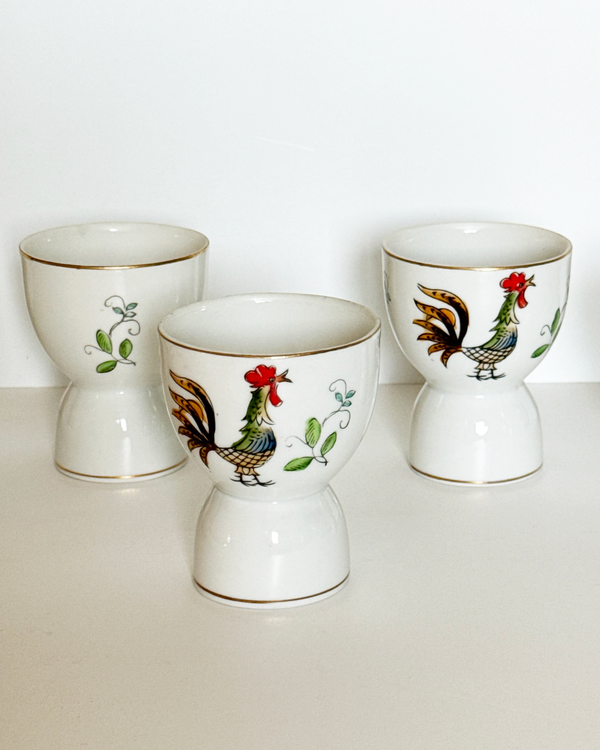 Vintage Rooster Egg Cups, set of 5