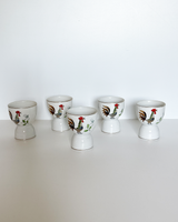 Vintage Rooster Egg Cups, set of 5
