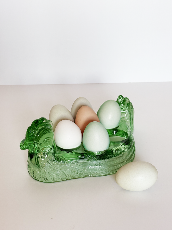Vintage Glass Hen Egg Holder