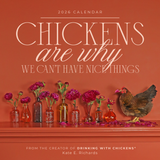 2026 calendar cover with a chicken and flowers on an orange background