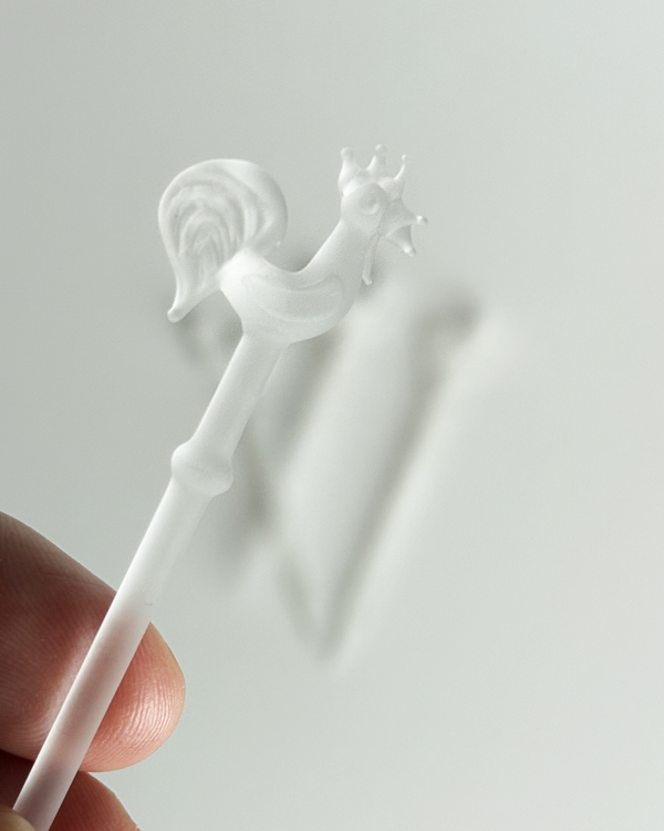 Vintage Frosted Glass Chicken Picks, set of 5