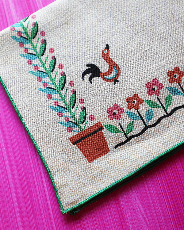 Vintage Chicken Garden Napkins, set of 4