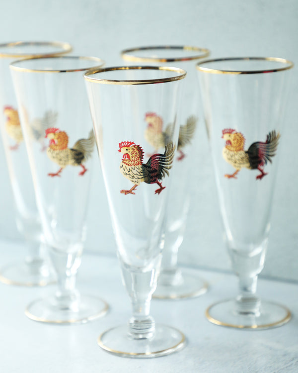 Golden Rooster Pilsner Glasses, set of 6