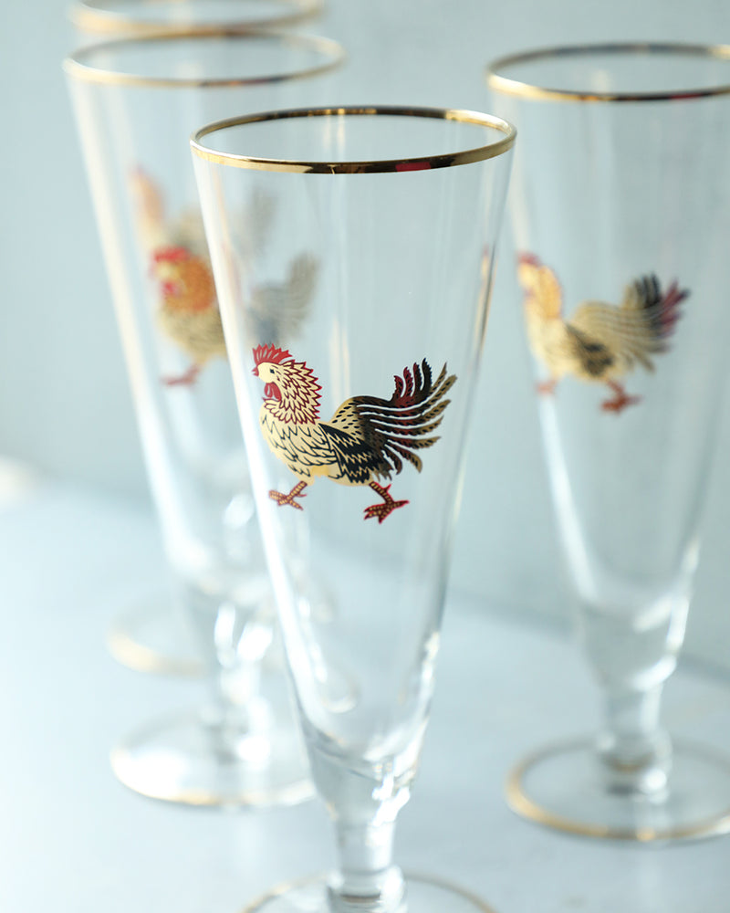 Golden Rooster Pilsner Glasses, set of 6