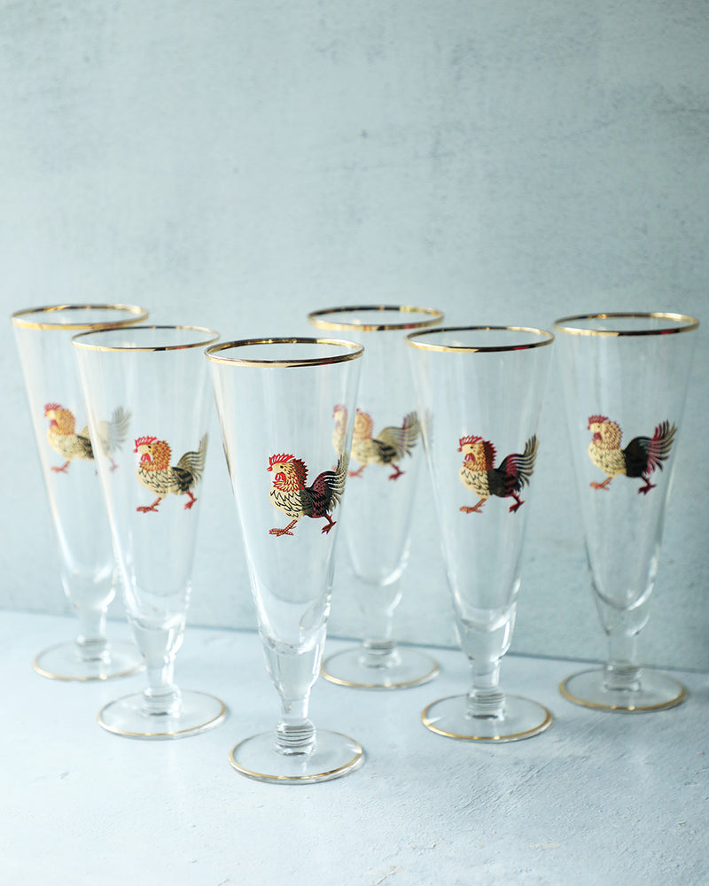 Golden Rooster Pilsner Glasses, set of 6