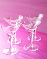 Hand-Painted Rooster Martini Glasses, set of 4