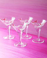 Hand-Painted Rooster Martini Glasses, set of 4