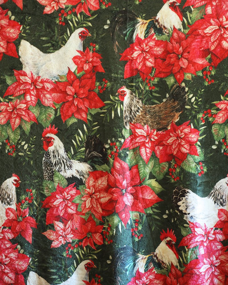 Holiday Chicken Garden Minky Blanket