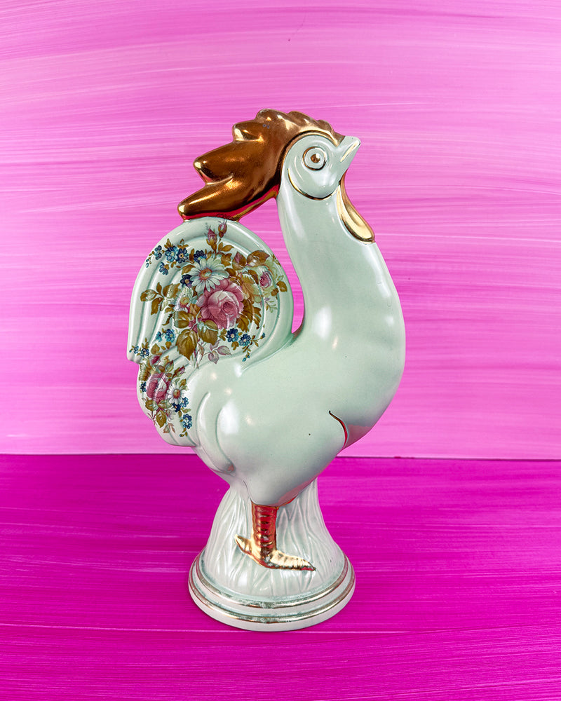 Vintage Floral Chicken Figurine