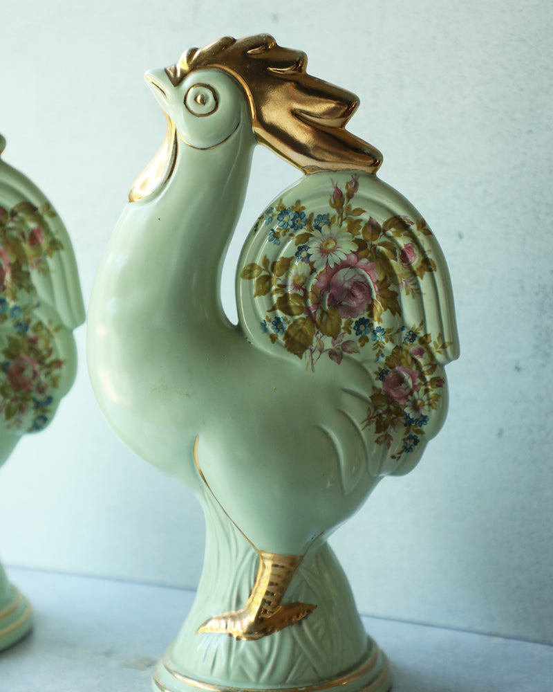 Vintage Floral Chicken Figurine