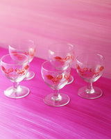 Vintage Hand-Painted Red Rooster Aperitif Glasses, set of 5