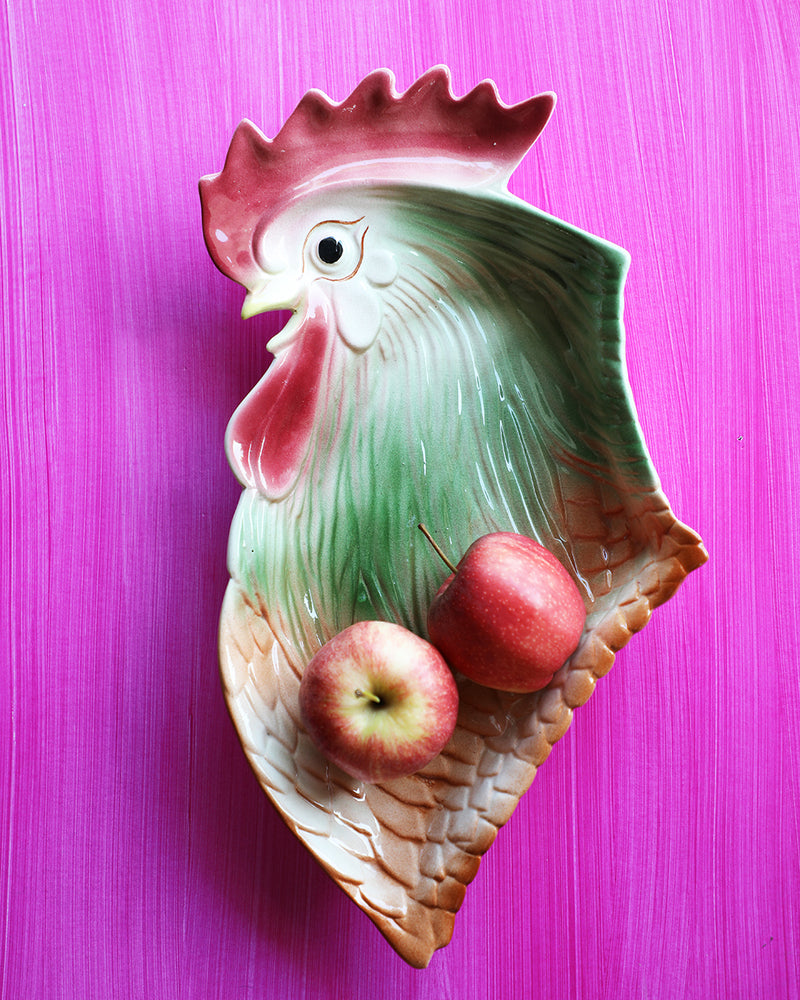 Vintage Rooster Bust Tray