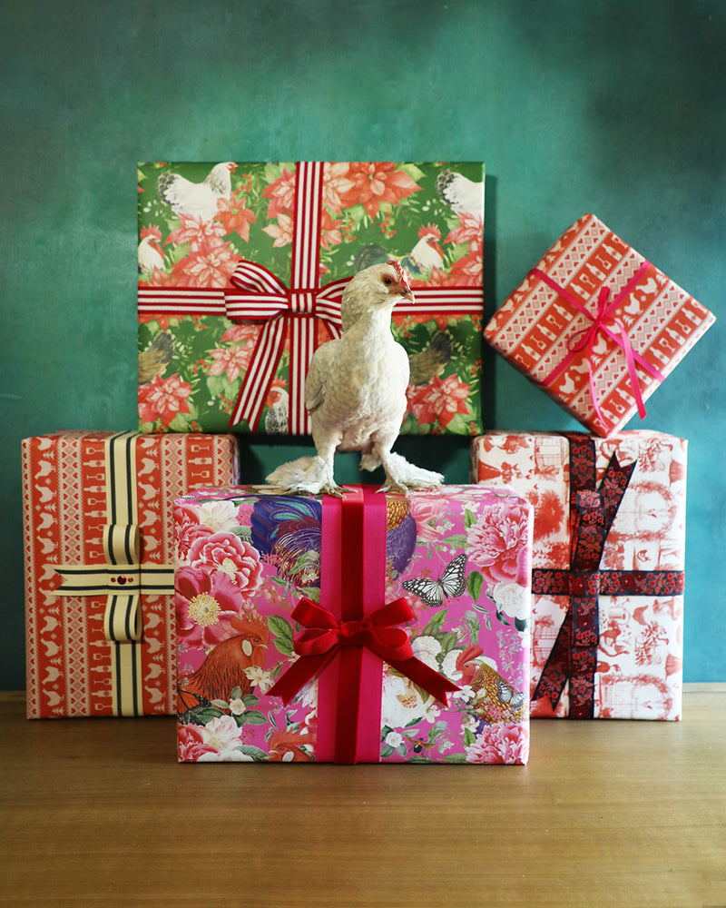 Holiday Chicken Garden Wrapping Paper – Drinking with Chickens