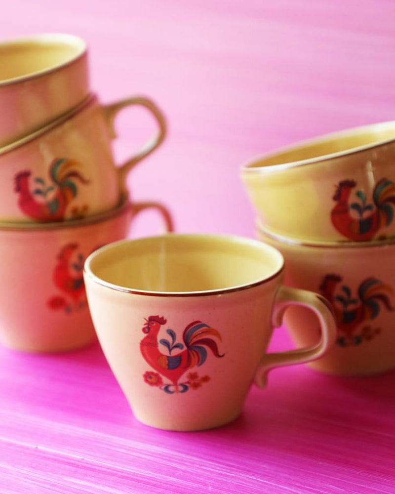 Vintage Rooster Coffee Cups, set of 6