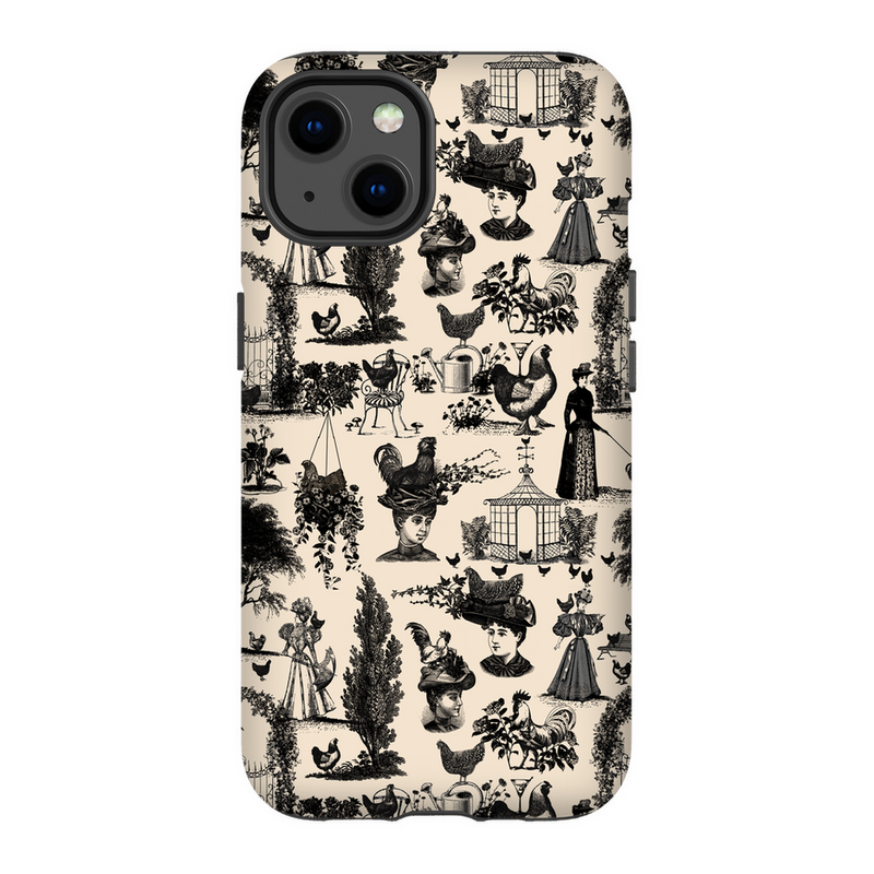 Chicken Lady Toile Black and Ivory Phone Case