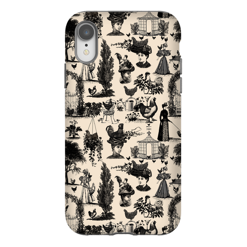 Chicken Lady Toile Black and Ivory Phone Case