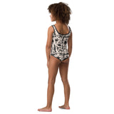 Chicken Lady Toile Kids' Swimsuit, pepper