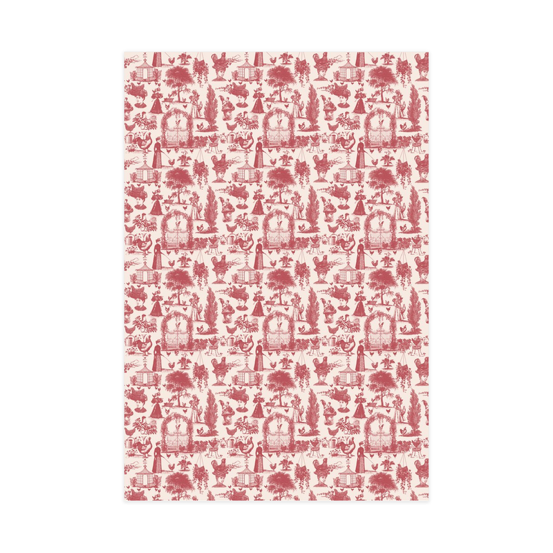 Chicken Lady Toile Wrapping Paper, Cranberry