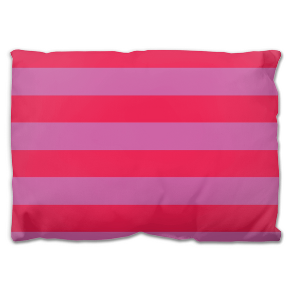 Hot Pink Striped Outdoor Throw Pillow