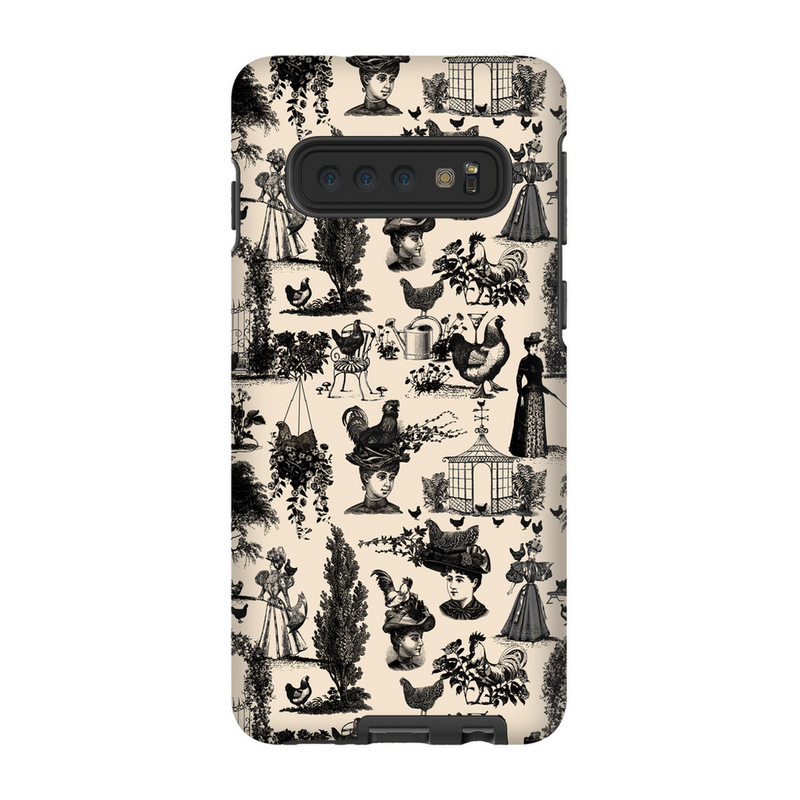 Chicken Lady Toile Black and Ivory Phone Case