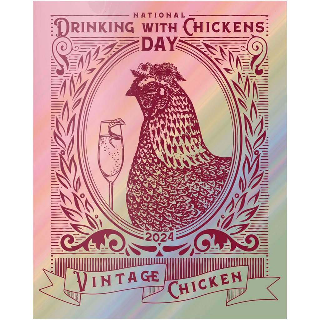 National DWC Day 2024 Poster Metal Print Drinking with Chickens