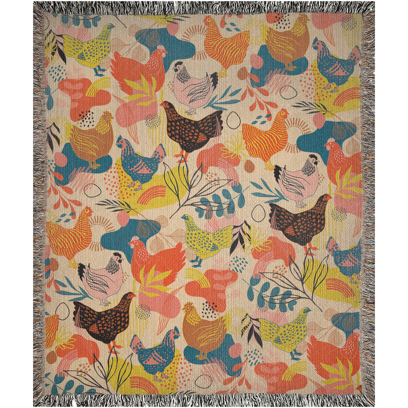 Abstract Chicken Woven Blanket
