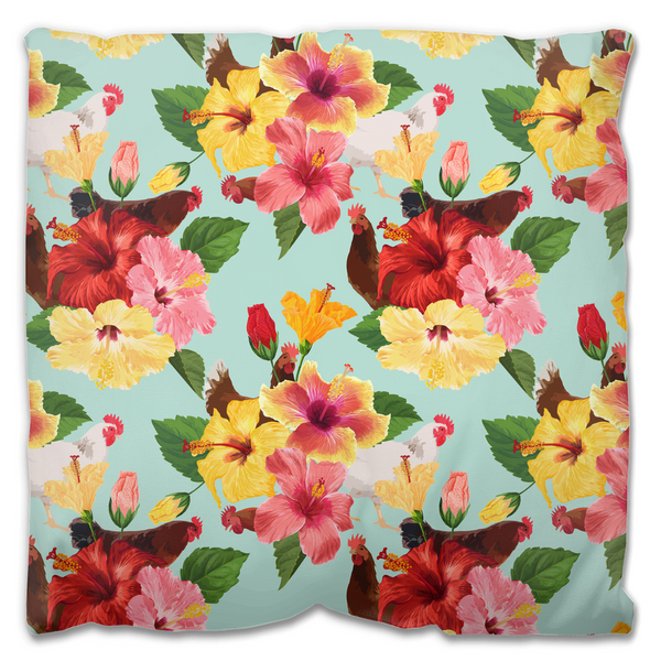 Tropical Chicken Vibes Outdoor Pillow