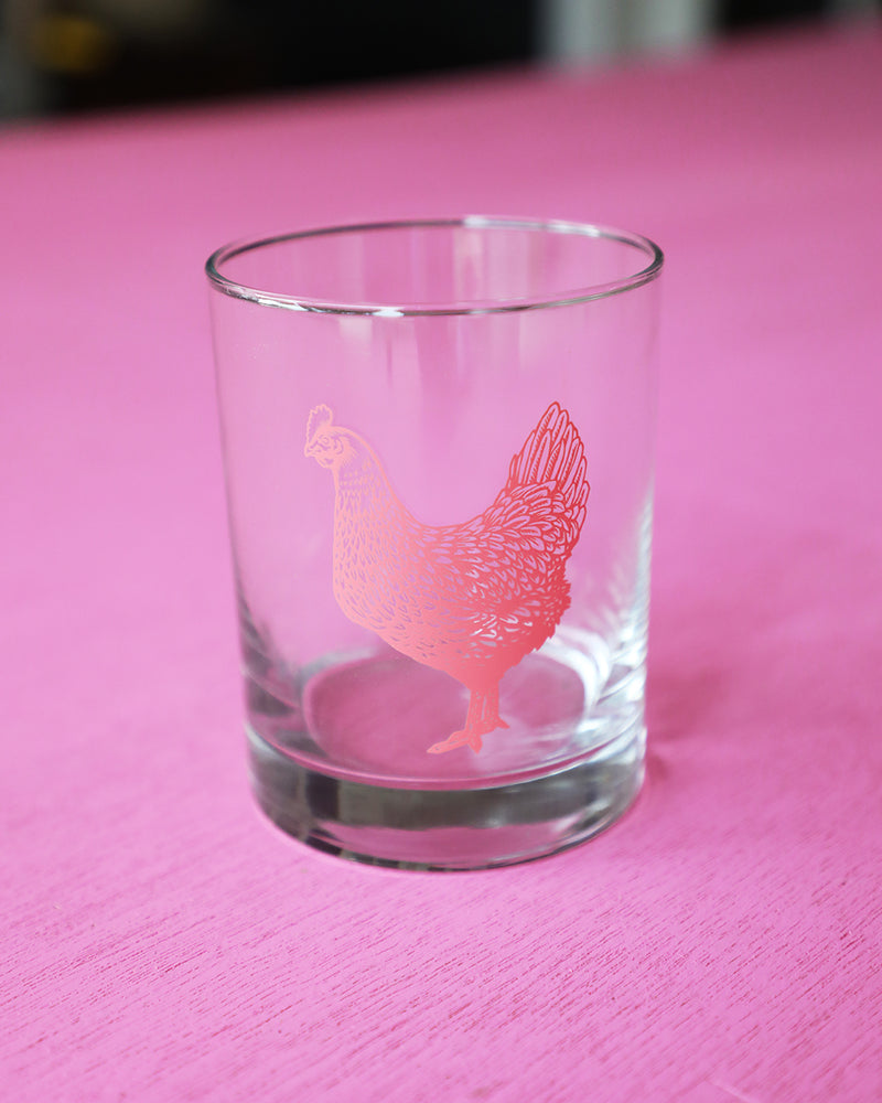 Coral Chicken Double Old Fashioned Glass