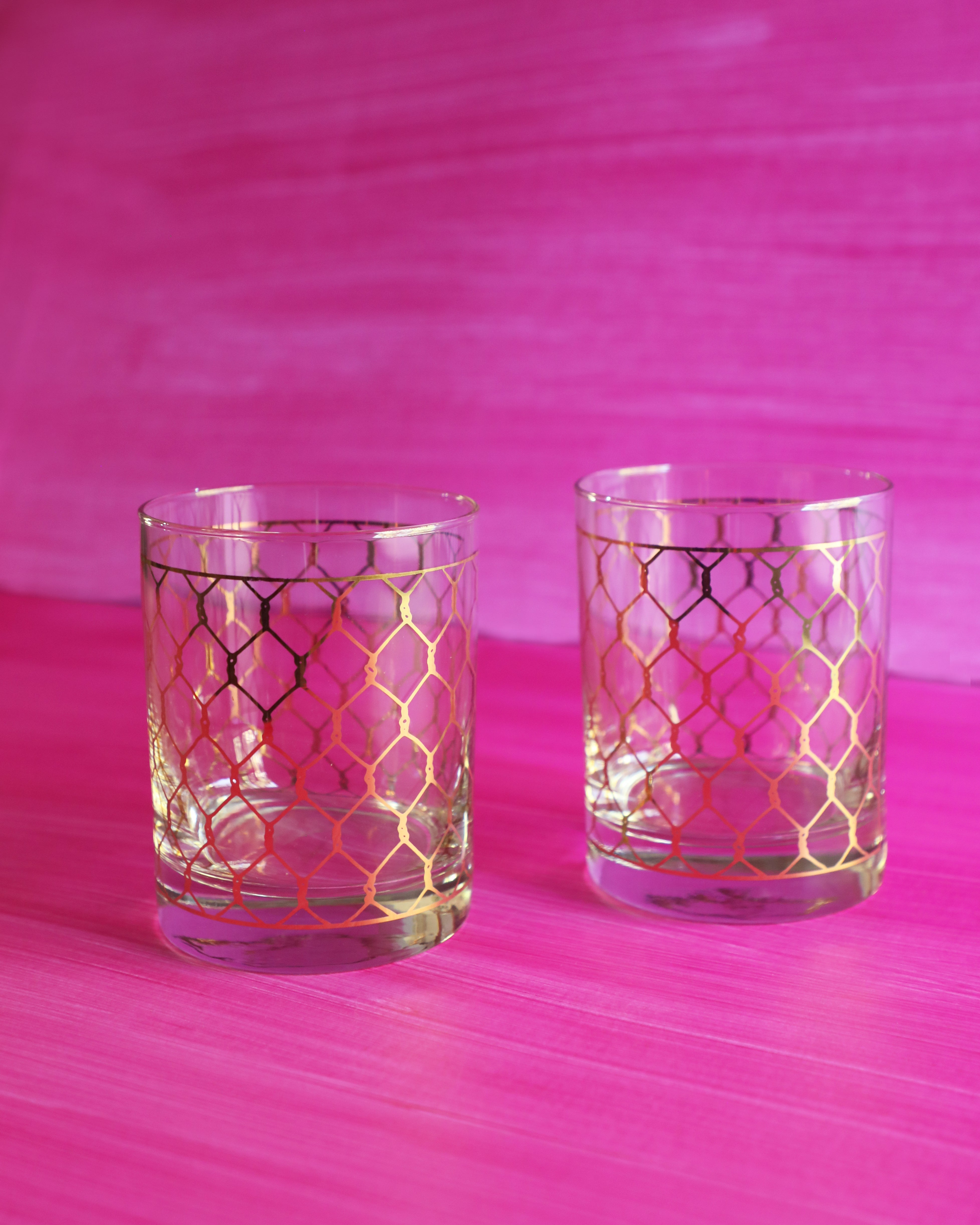 Golden Chicken Wire Rocks Glass, set of 2 – Drinking with Chickens
