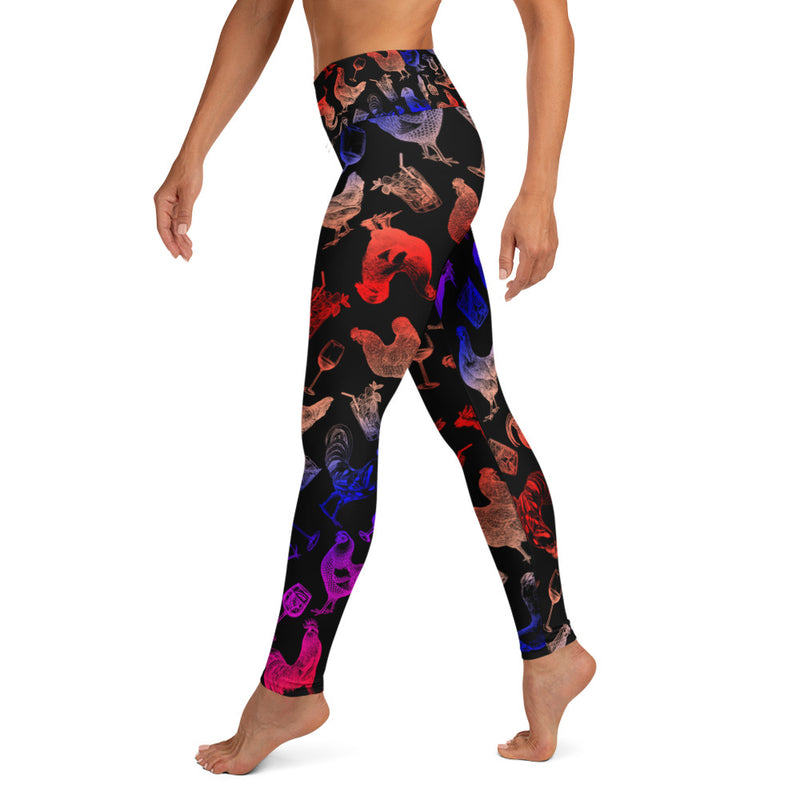 Ladies Leggings Yoga Activewear Leopard Print Black, Purple or