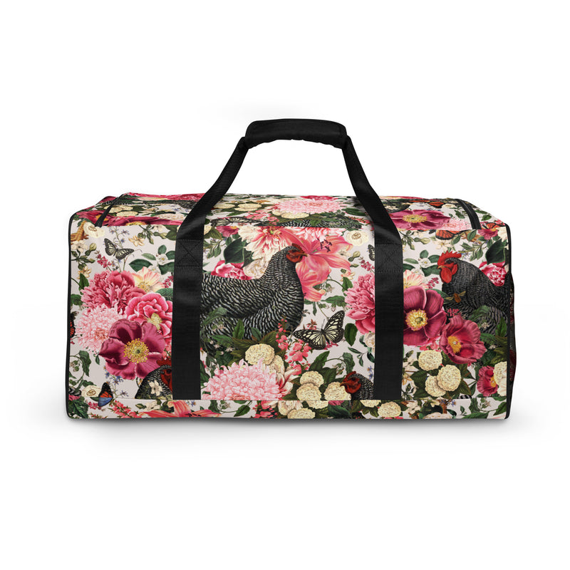 Secret Chicken Garden Duffle Bag, barred rock neutral