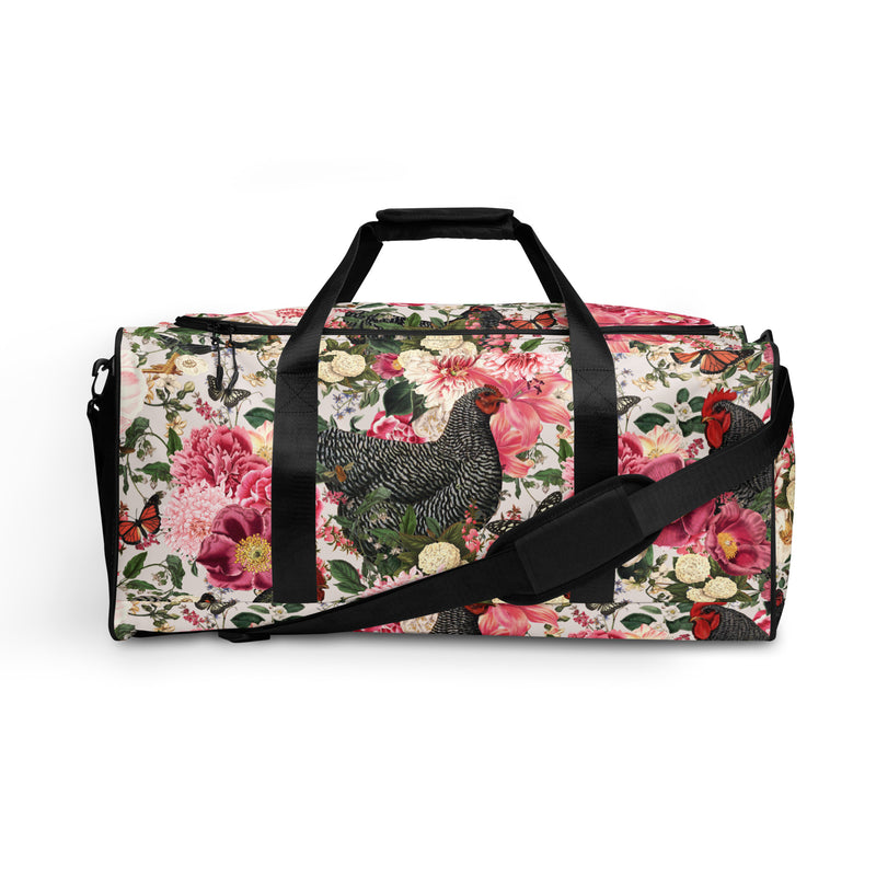 Secret Chicken Garden Duffle Bag, barred rock neutral