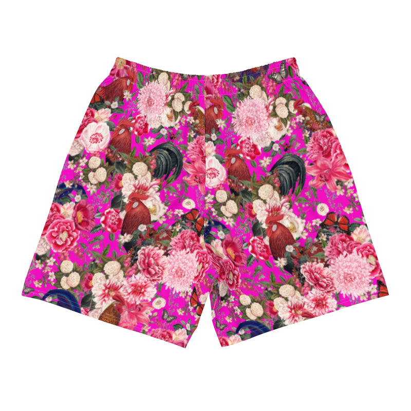 Secret Chicken Garden Recycled Athletic Shorts, roosters