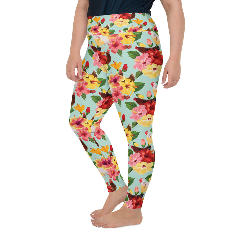 Hibiscus Floral Plus Leggings for Women Tropical Hawaii Print High Waisted  Yoga Pants White at  Women's Clothing store