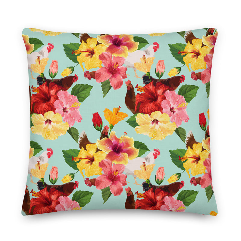 Tropical Chicken Vibes Throw Pillow